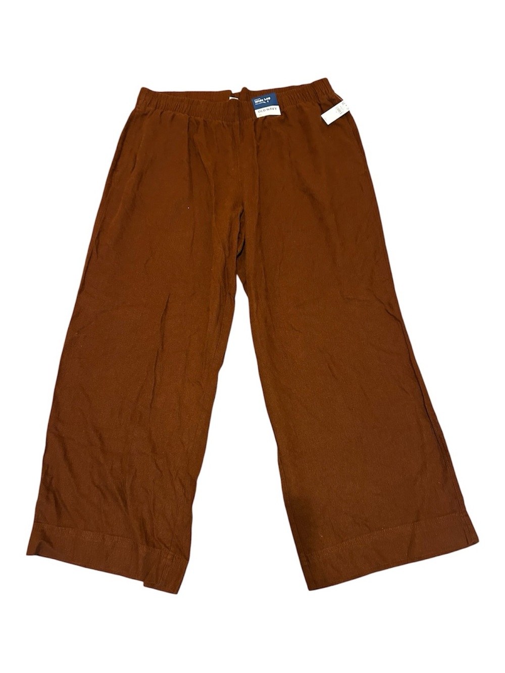 NWT Old Navy Brown Wide Leg Pull On Linen Pants XL